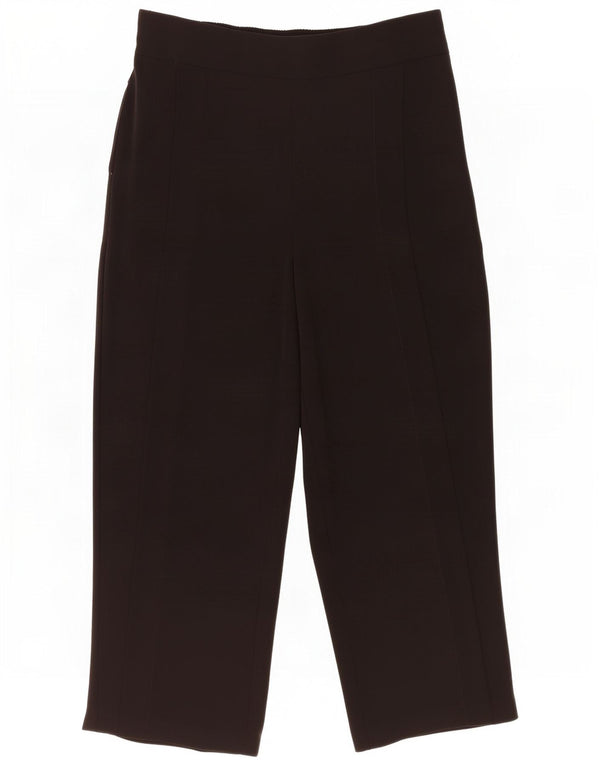 Zara Womens Wide Leg Cropped Trousers XL W32 L24 Sort Polyester