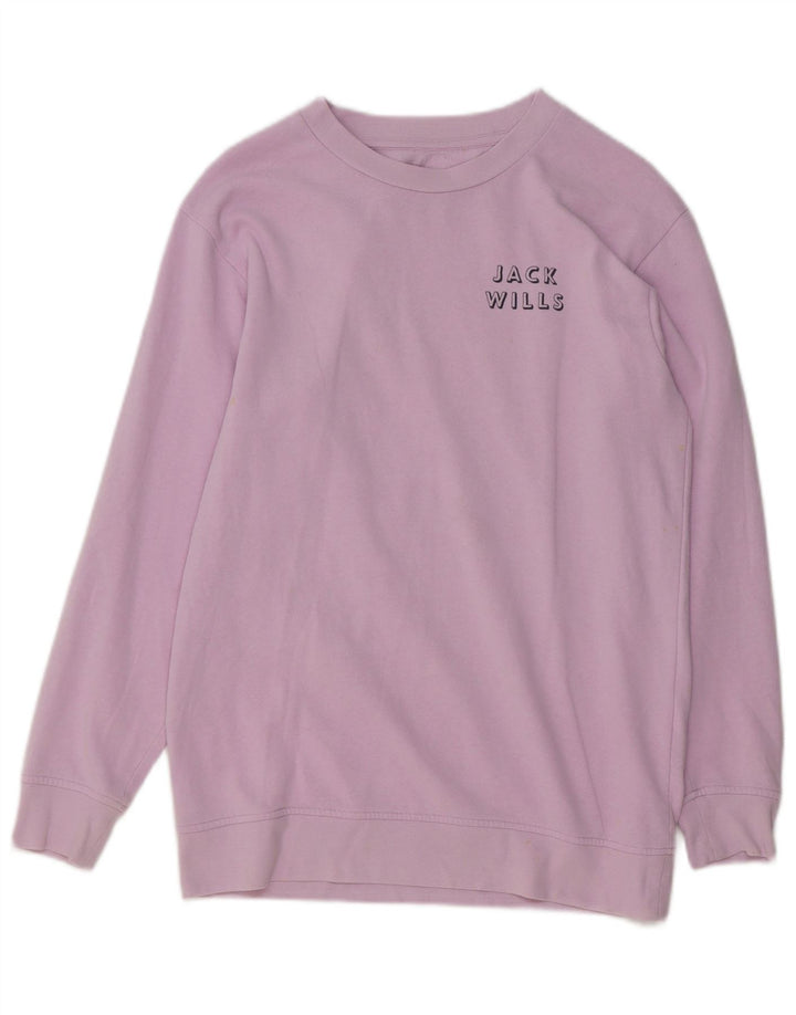 Jack Wills Dame Sweatshirt Jumper UK 8 Lille Lilla Bomuld