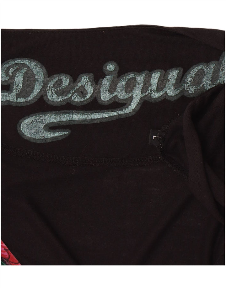 Desigual Womens Batwing Bluse Top UK 16 Large Black Floral