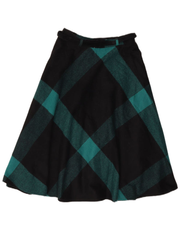 Vintage Dame Flared Skirt IT 42 Medium W26 Black Check Wool