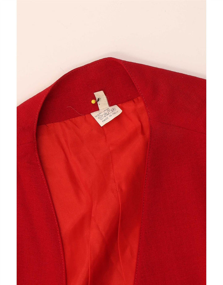 Vintage Dame Gilet UK 14 Medium Red Wool