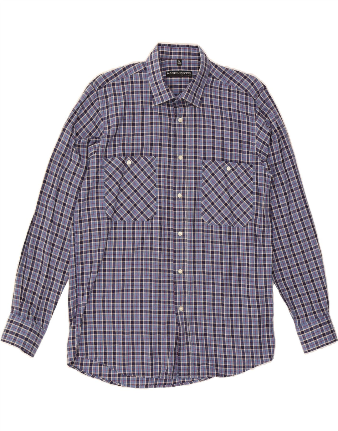 VINTAGE Mens Flannel Shirt UK 39/40 Medium Blue Check Cotton Vintage Vintage and Second-Hand Vintage from Messina Hembry 