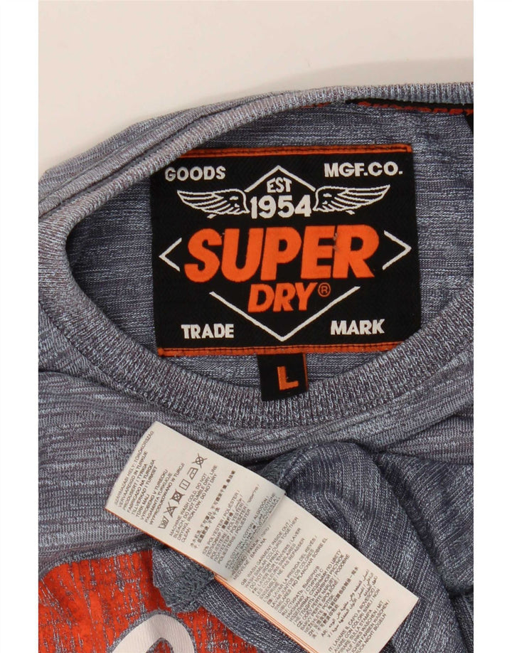 Superdry Grafisk T-shirt top til mænd, stor grå flækket polyester