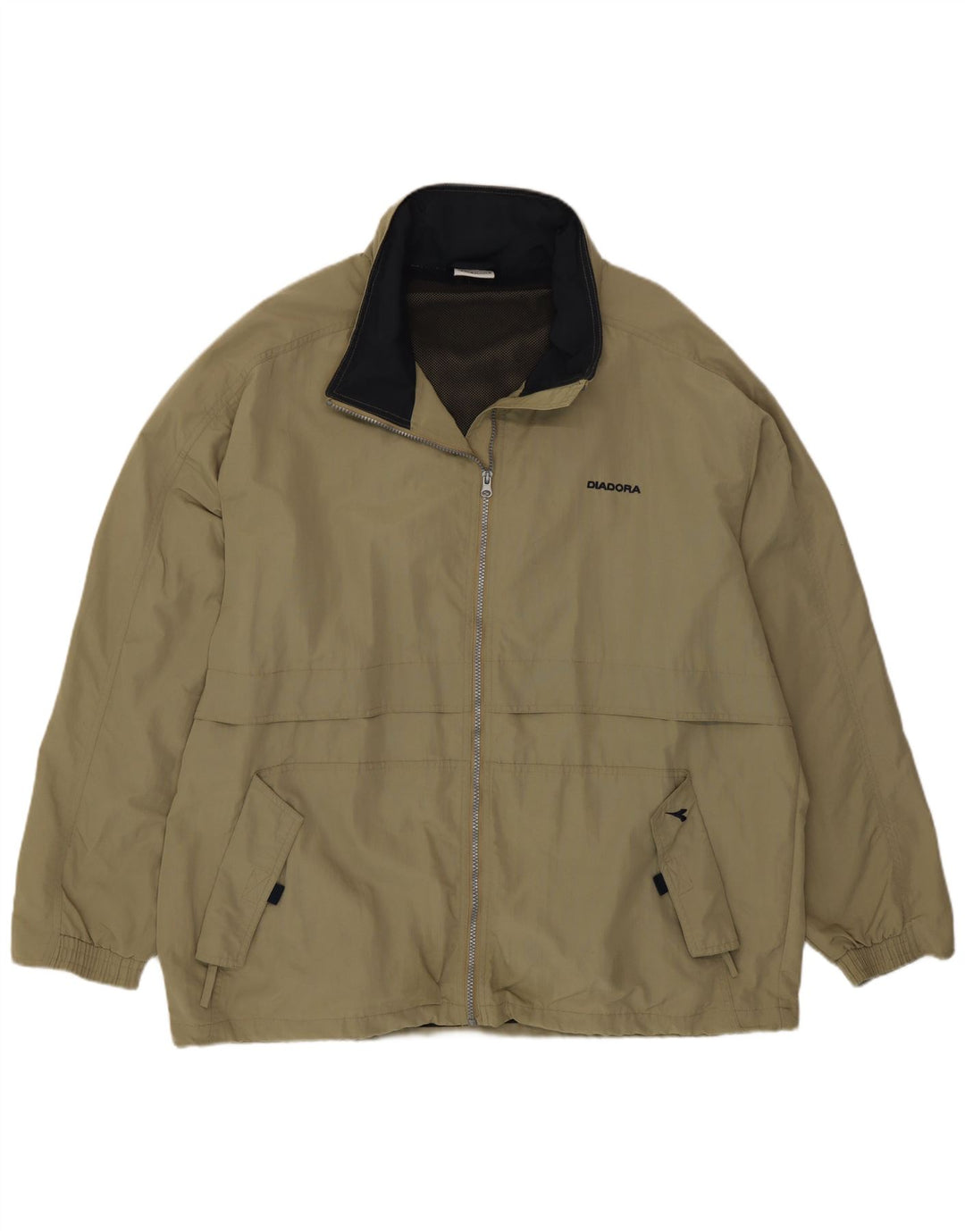 Diadora Regnjakke med hætte til mænd UK 42 XL Khaki Polyamid