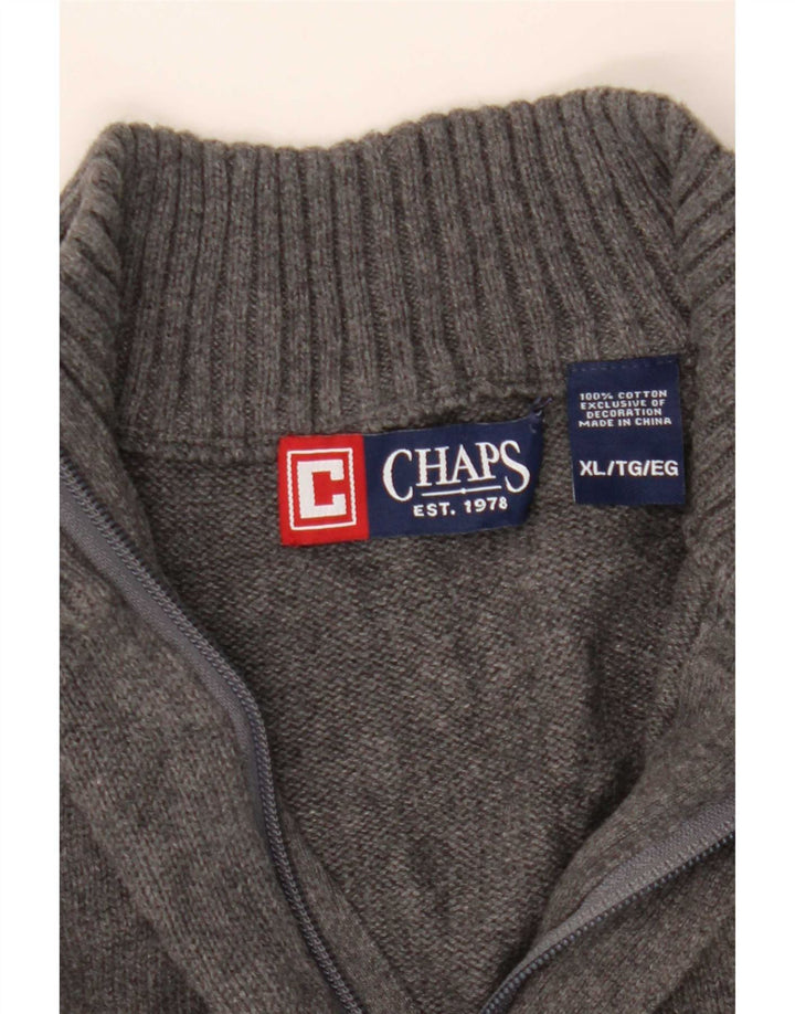 Chaps Herre Zip Neck Jumper Sweater XL Grå Bomuld