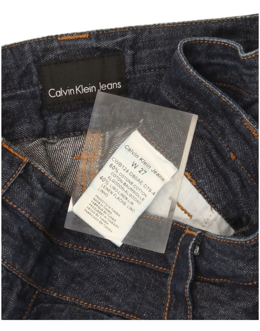 CALVIN KLEIN Lige jeans til kvinder W27 L35 Marineblå bomuld