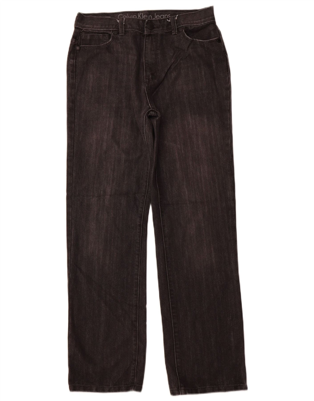 CALVIN KLEIN Girls Rebel Straight Jeans 15-16 år W30 L29 Sort Klassisk