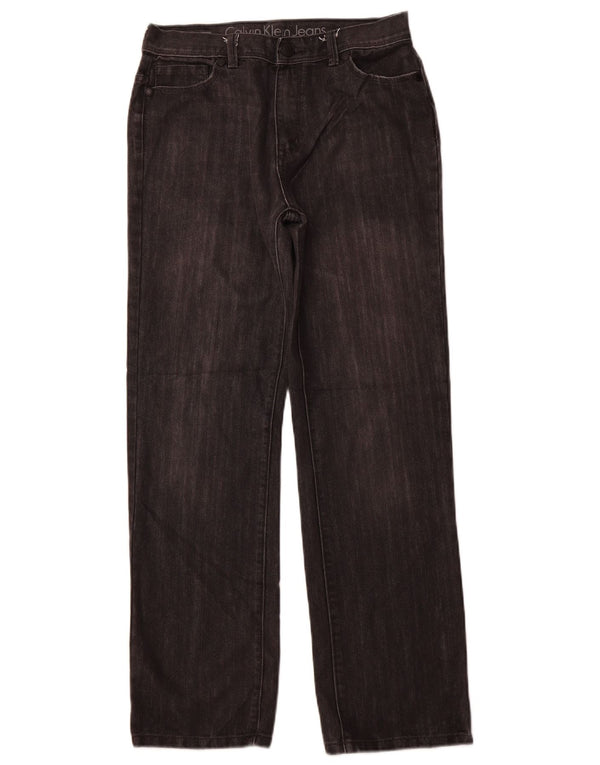 CALVIN KLEIN Girls Rebel Straight Jeans 15-16 år W30 L29 Sort Klassisk