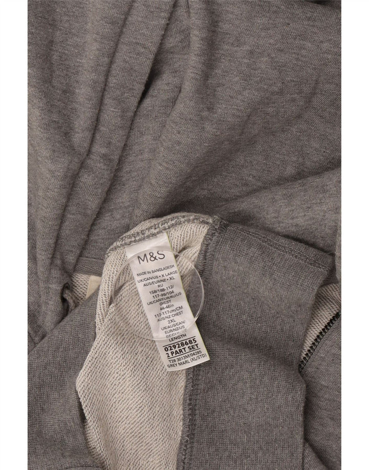 MARKS & SPENCER Hættetrøje med lynlås til mænd XL Grå bomuld