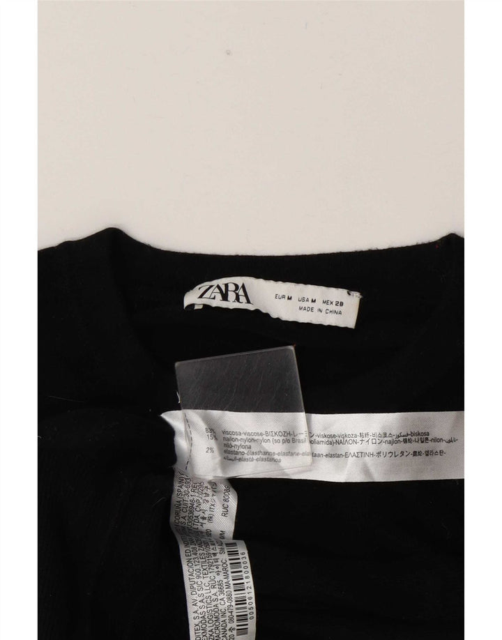 Zara dametrøjetrøje med rund hals DK 14 Medium Sort viskose