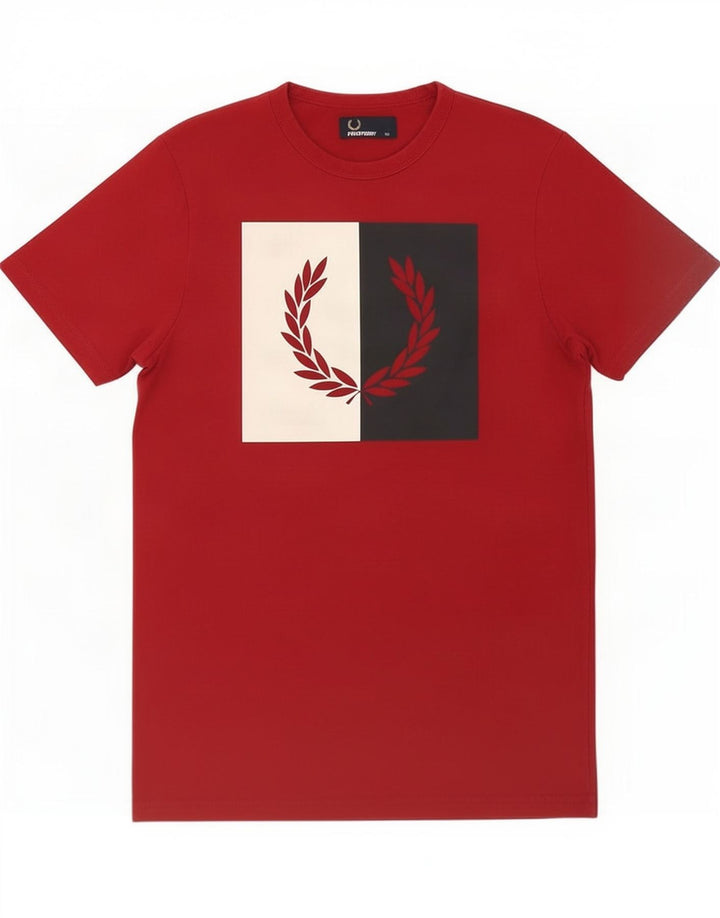 Fred Perry Herre grafisk T-shirt Top XS Rød