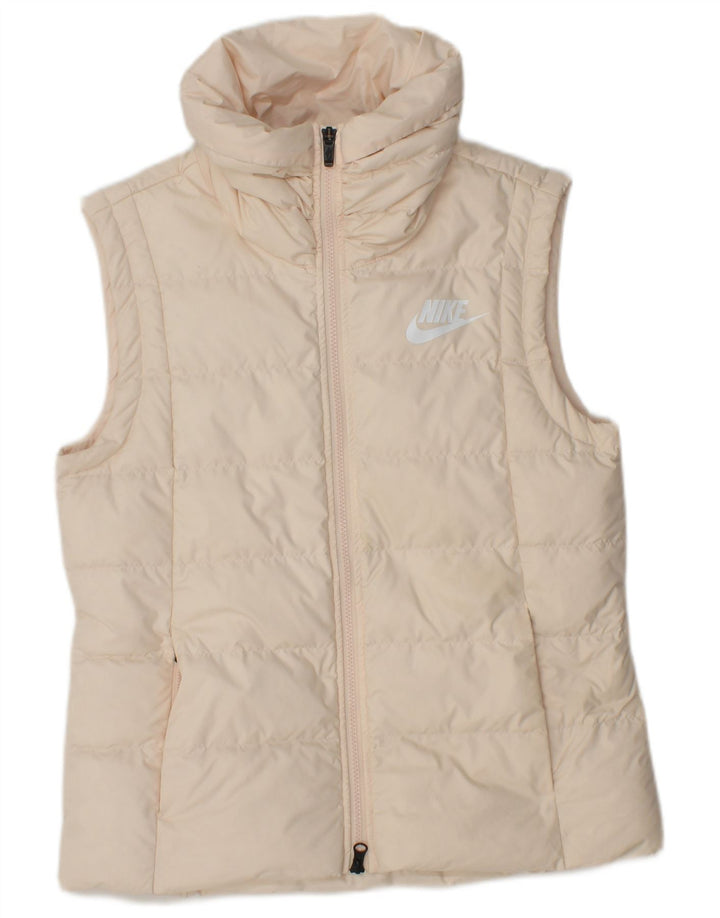 NIKE Polstret Gilet UK 14 Medium Beige Polyester til kvinder