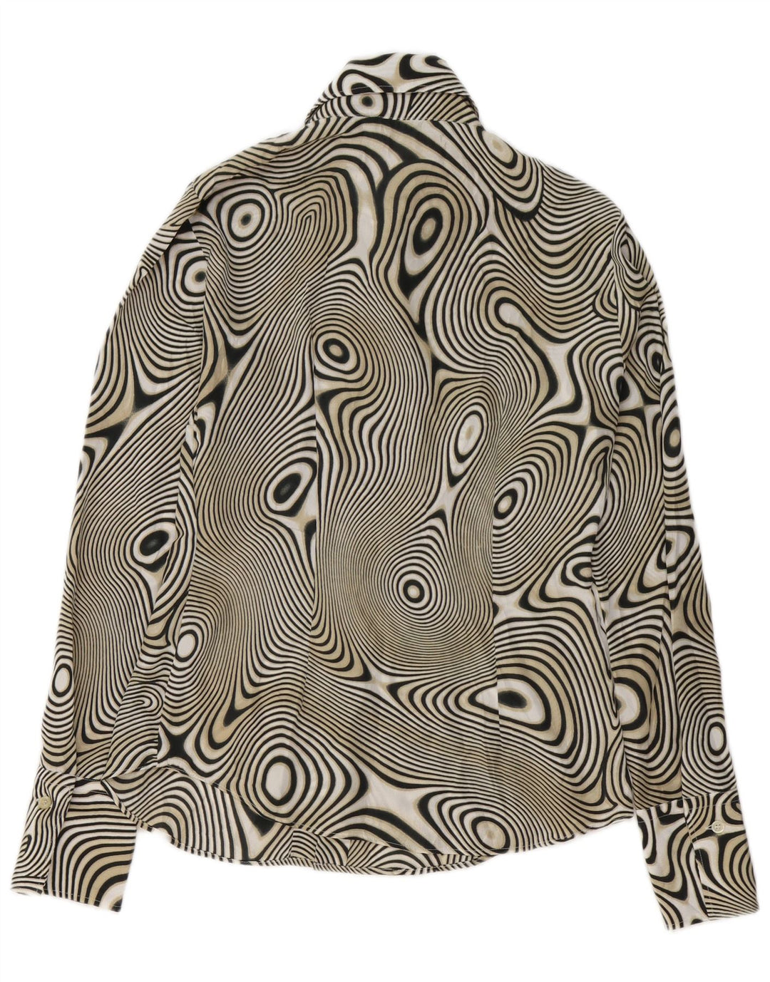 BENETTON skjortebluse med abstrakt mønster til kvinder UK 14 Medium Sort