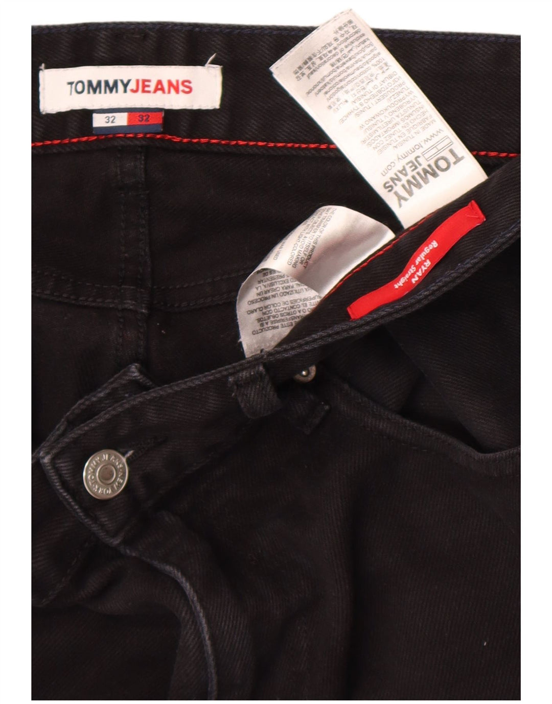 Tommy Hilfiger Herre Ryan Regular Straight Jeans W32 L29 Sort Bomuld