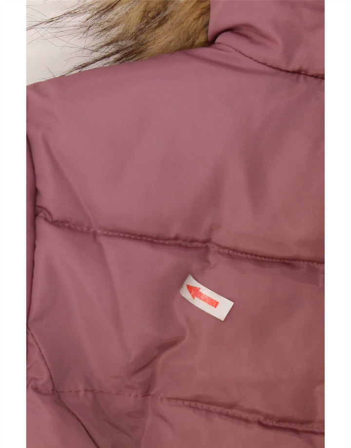 Dkny Piger Hætte Vatteret Frakke 10-11 År Medium Pink Polyester