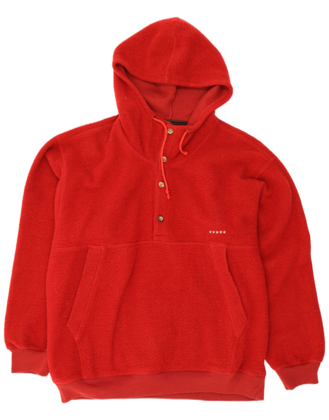 Jantzen Herre Hooded Button Neck Fleece Jumper Large Red