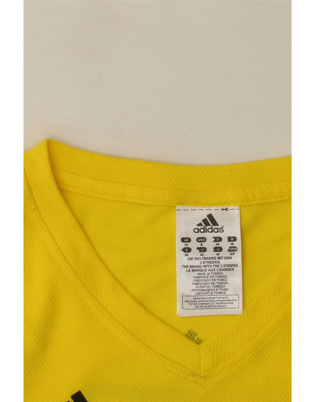 Adidas Dame Climalite Grafisk T-Shirt Top UK 10 Lille Gul Polyester