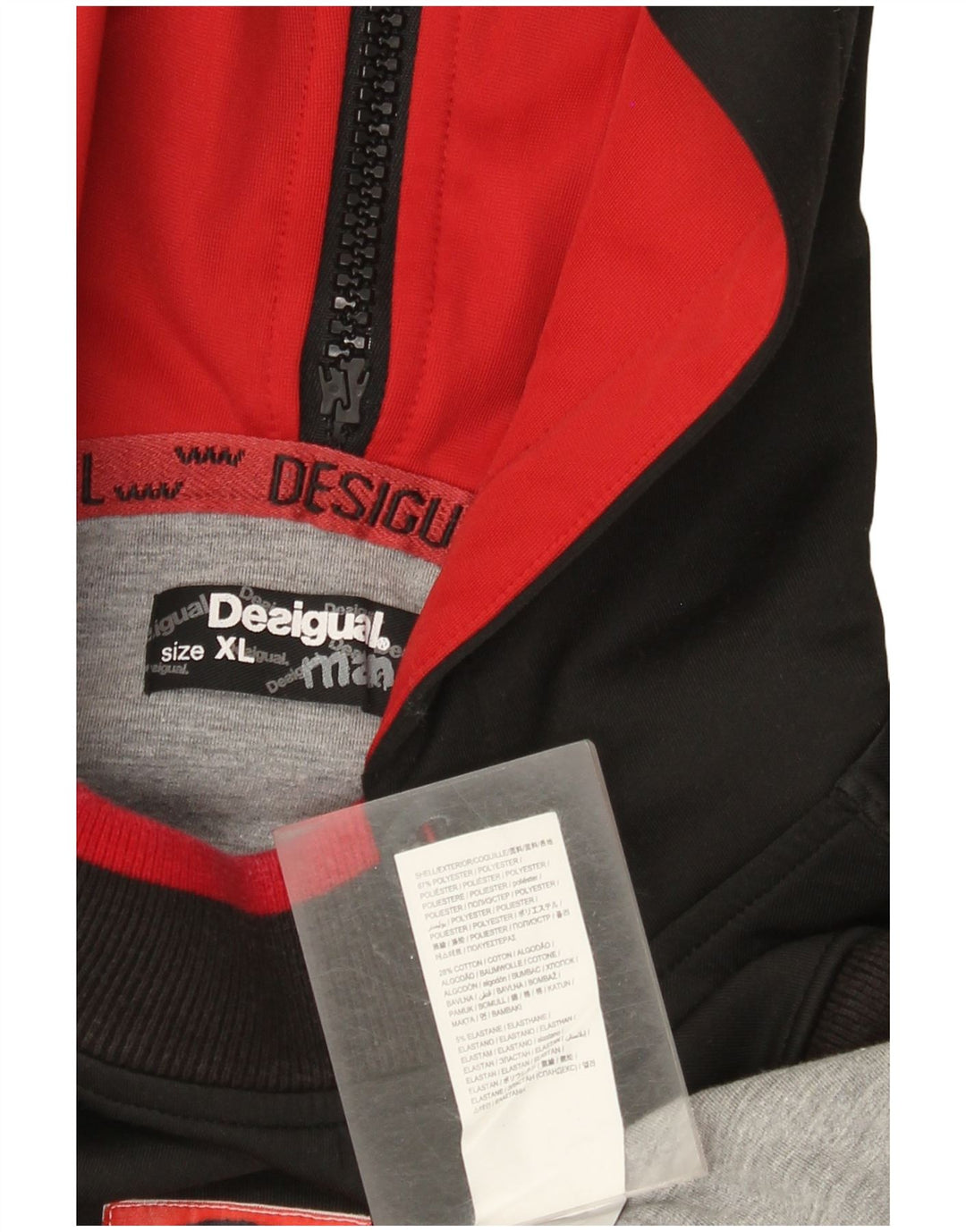 Desigual Herre grafisk hættetrøje XL Sort Colourblock Polyester