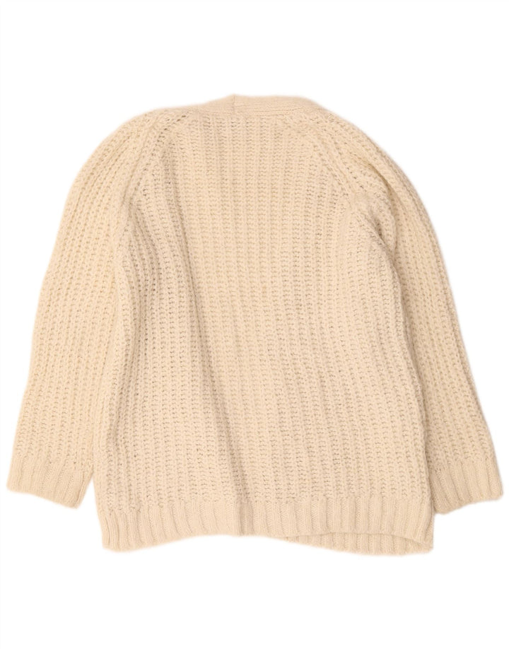 Zara Dame Oversized Open Cardigan Sweater UK 14 Medium Beige Akryl