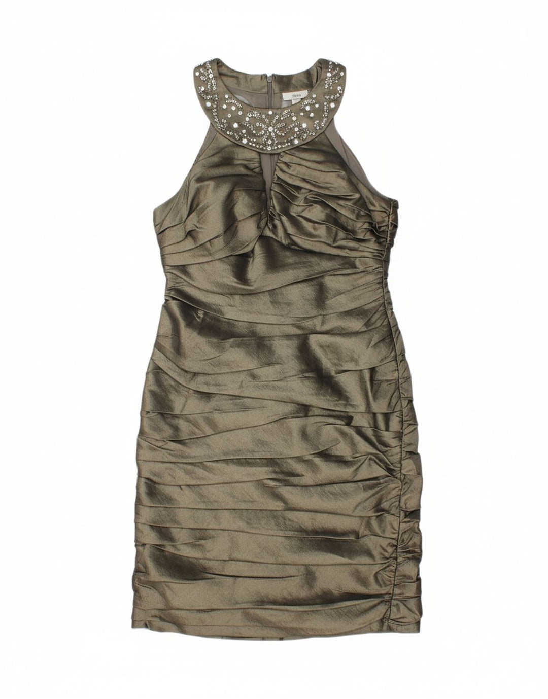 R&M RICHARDS Womens Halter Dress UK 14 Medium Khaki Polyester