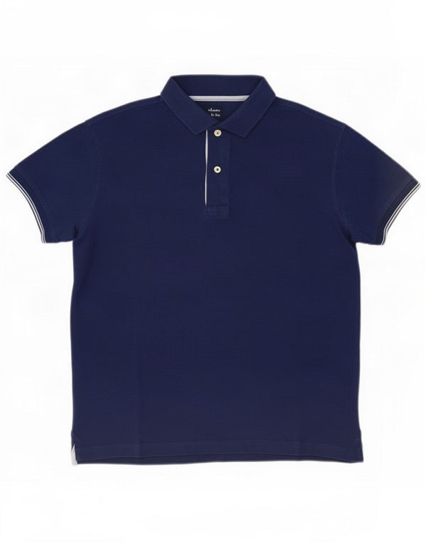 Massimo Dutti Poloshirt til mænd Medium Navy Blue Cotton