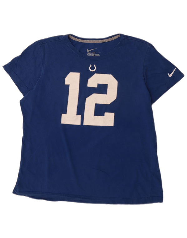 NIKE dame Indianapolis Colts Slim Fit grafisk T-shirt top UK 20 2XL Blå