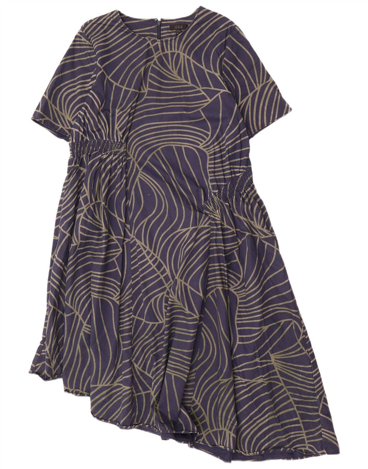 COS Dame Asymmetrisk Kjole EU 42 Stor Marineblå Geometrisk Bomuld