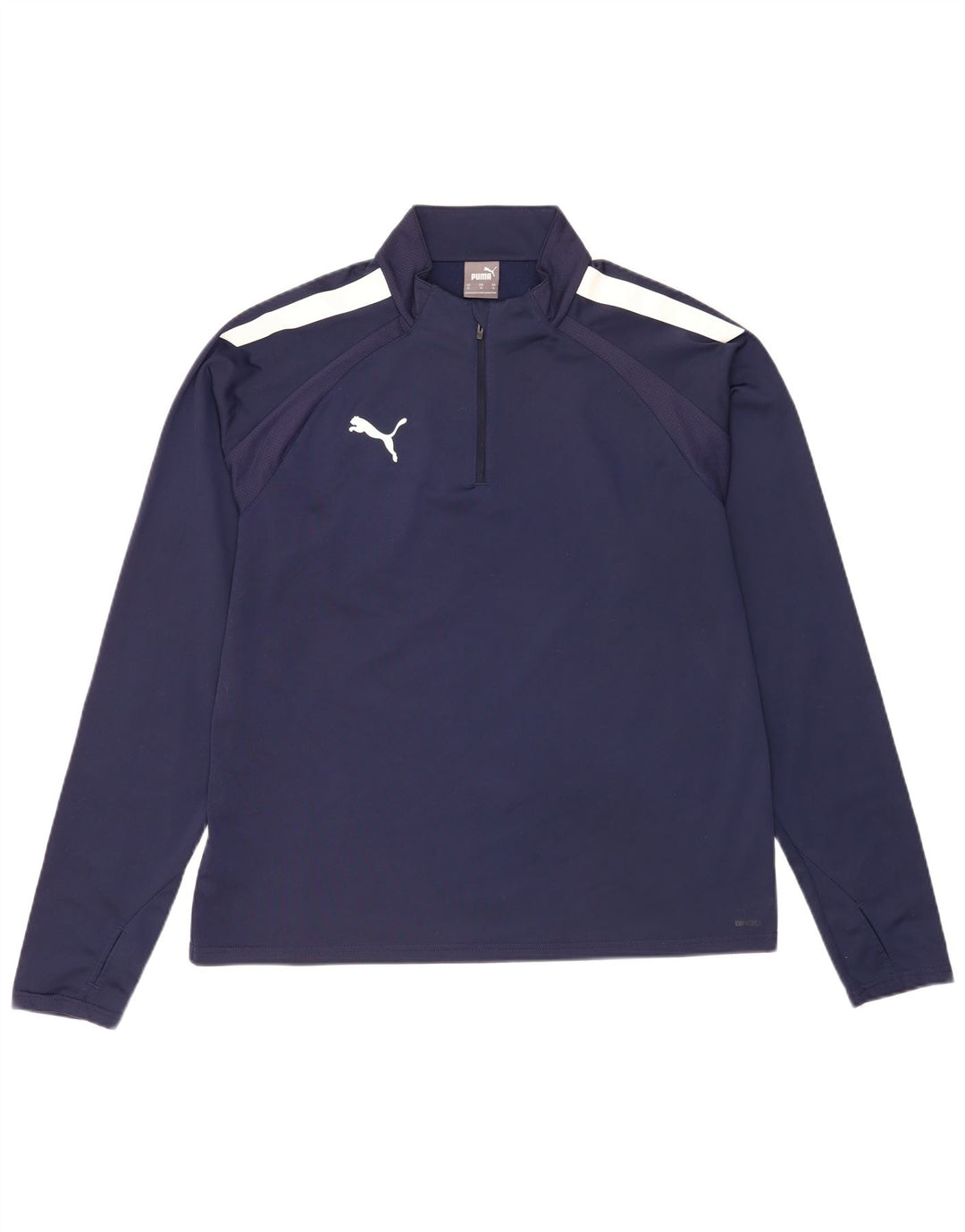 Puma Herre Zip Neck Pullover Træningsdragt Top XL Navy Blue Colourblock
