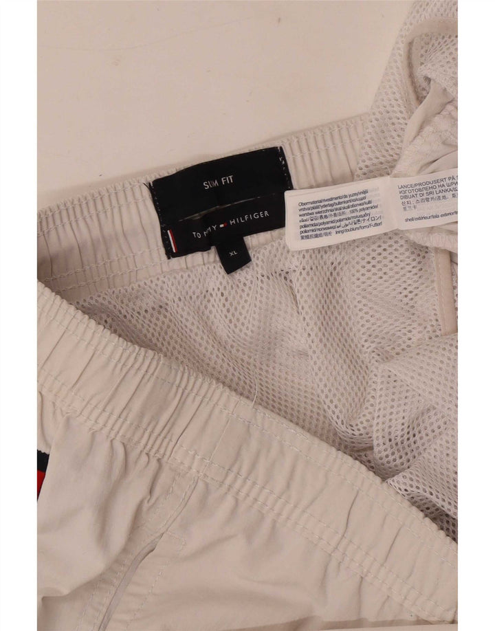 Tommy Hilfiger Herre grafiske almindelige svømmeshorts XL Hvid Colourblock