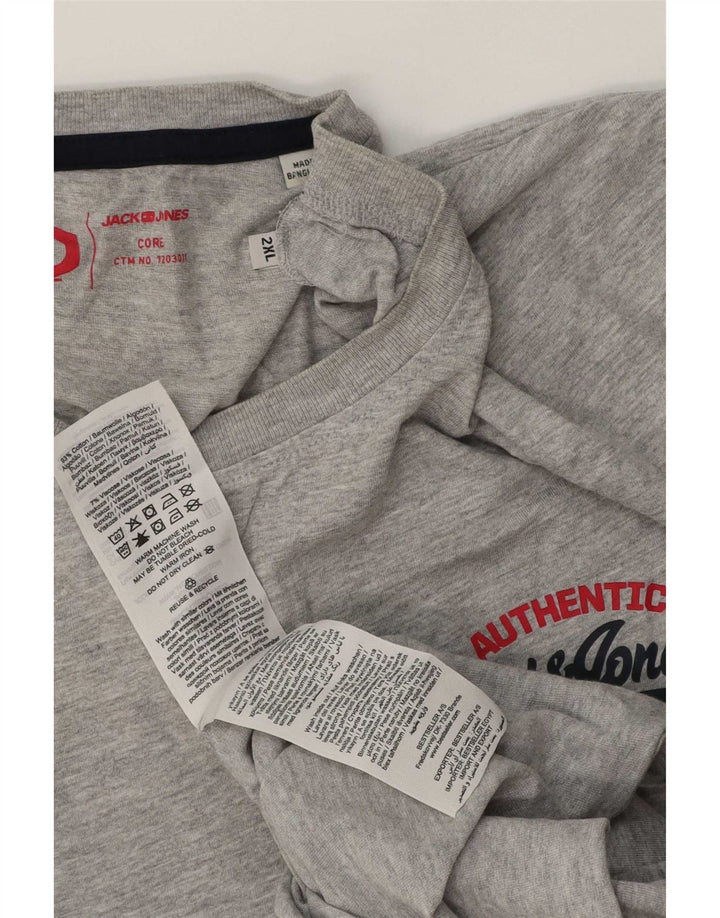Jack & Jones Herre T-Shirt Top 2XL Grå Bomuld