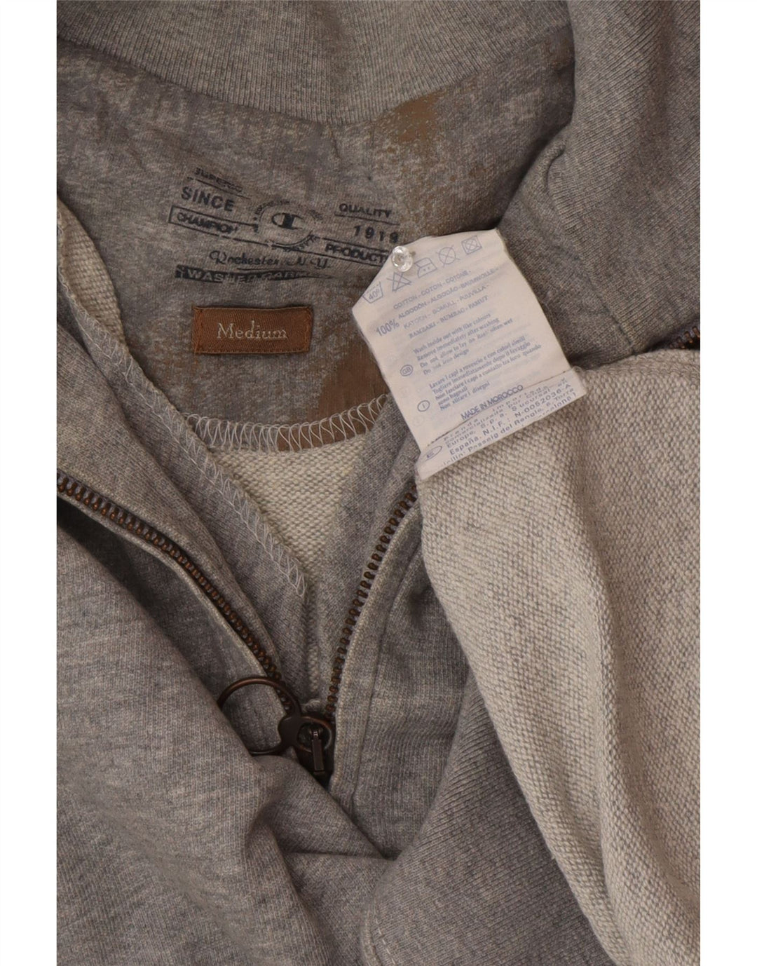 Champion Herre Zip Neck Sweatshirt Jumper Medium Grey Bomuld