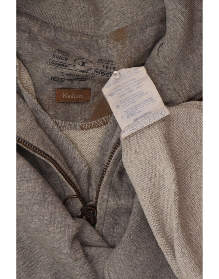 Champion Herre Zip Neck Sweatshirt Jumper Medium Grey Bomuld