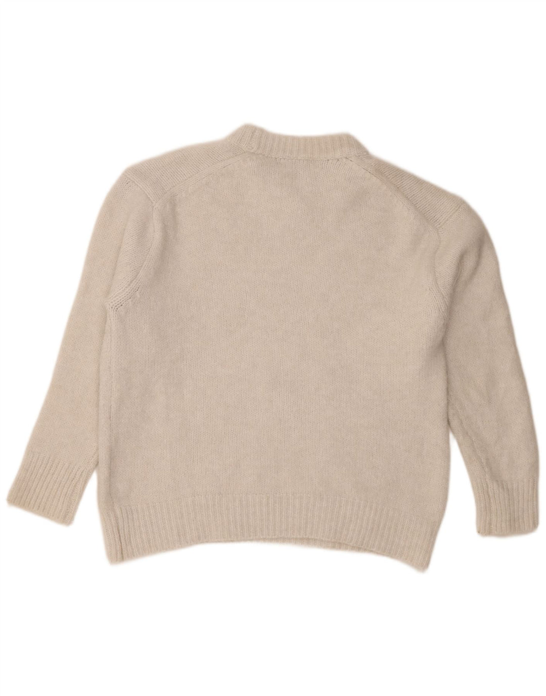 Zara Womens Oversized Crew Neck Jumper Sweater UK 14 Medium White Polyester