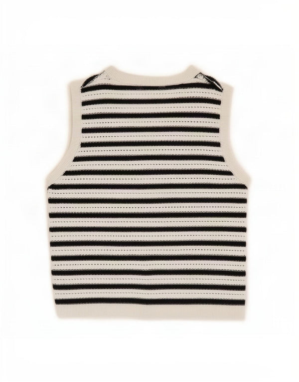 French Connection Dame Cardigan Sweater UK 14 Stor hvid stribet