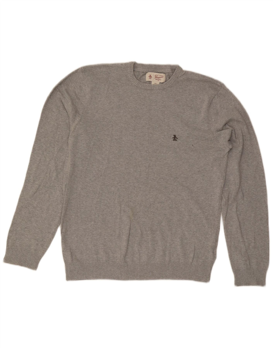 Penguin herre rund hals sweater stor grå bomuld