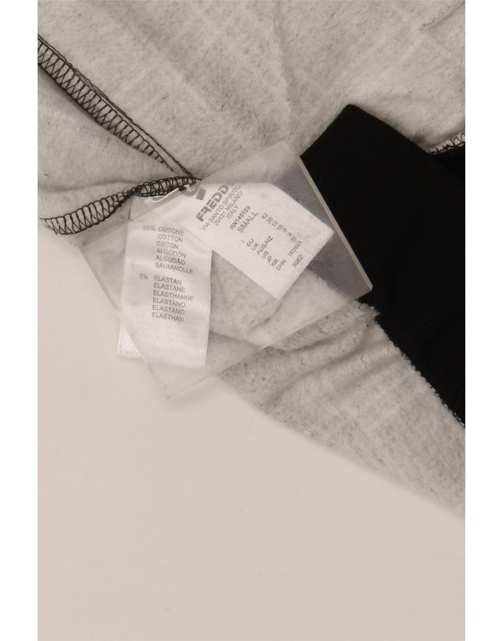 Freddy Dame Grafisk Hættetrøje Sweater UK 10 Small Grey Ternet Bomuld