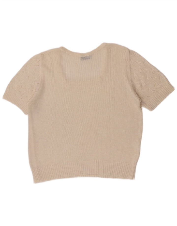 Sangiorgio Dame Kortærmet Regular Bluse Top UK 14 Medium Off White