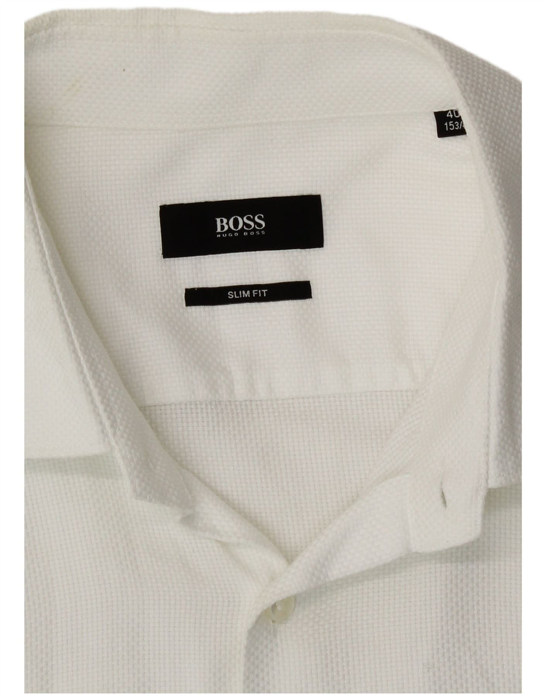 Hugo Boss Herre Slim Fit Skjorte Størrelse 40 15 3/4 Medium Hvid Bomuld