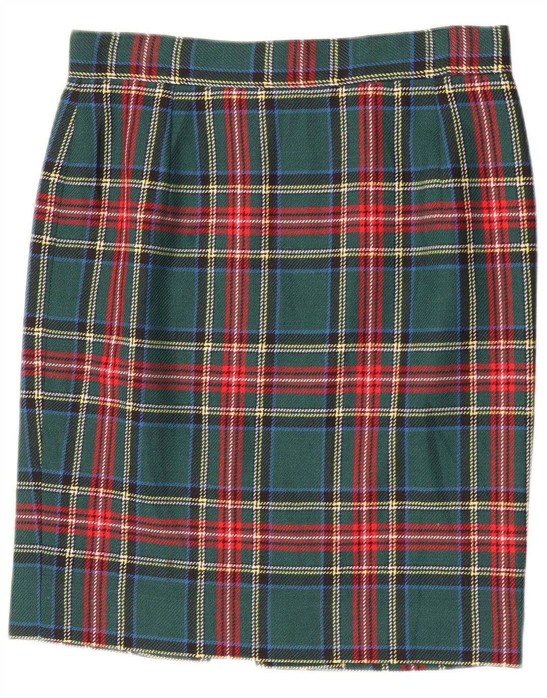 Vintage blyantnederdel til kvinder W30 mellemgrøn plaid