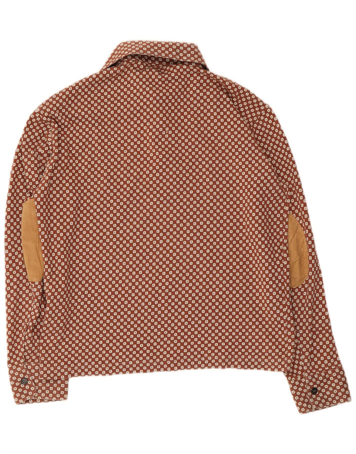 Daniele Alessandrini Dame Pullover Shirt UK 16 Stor Brun Geometrisk