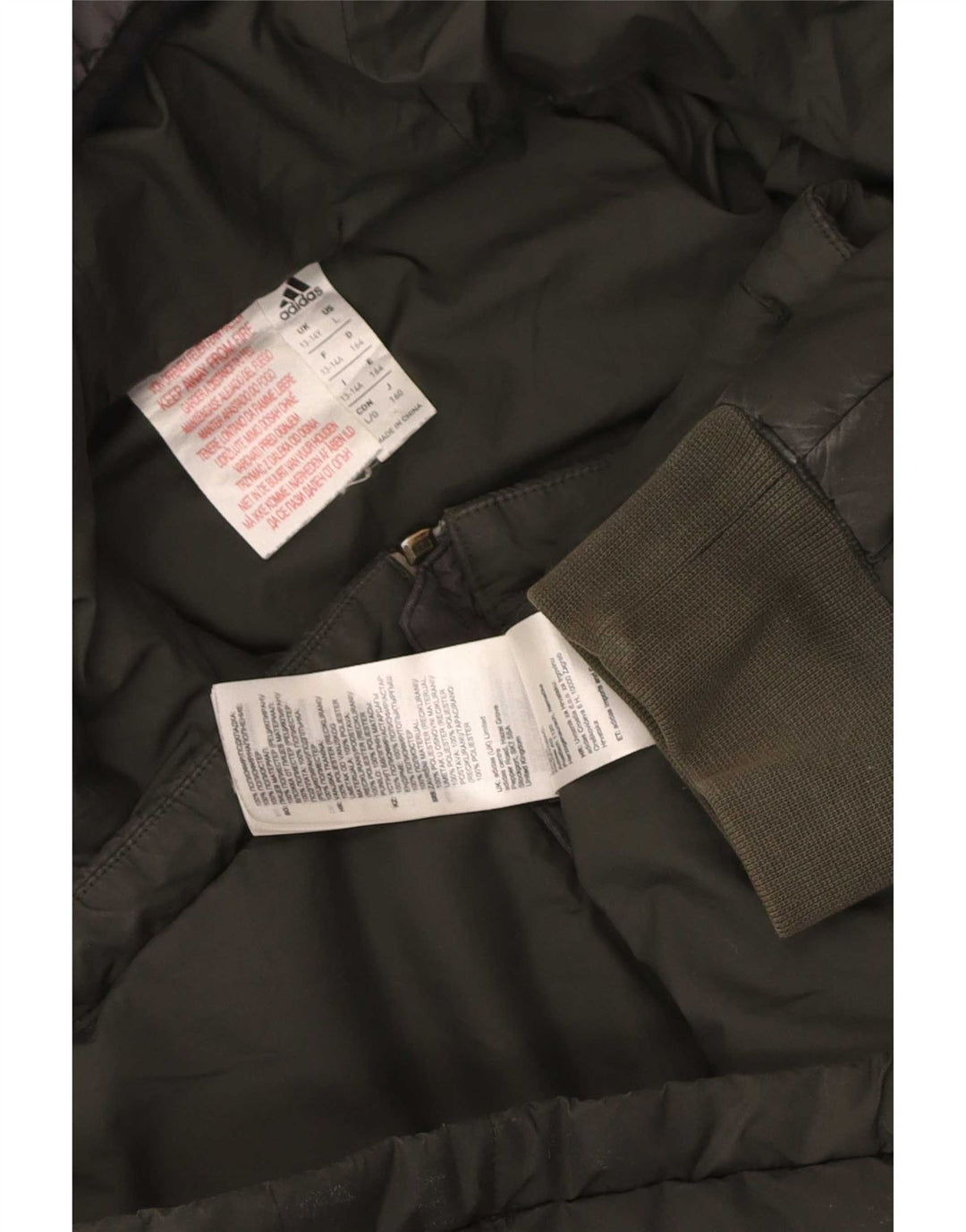 Adidas hættejakke til drenge 13-14 år Khaki Colourblock Polyester