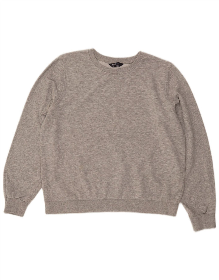 Marks & Spencer Dame Crop Sweatshirt Jumper UK 14 Large Grey Flecked