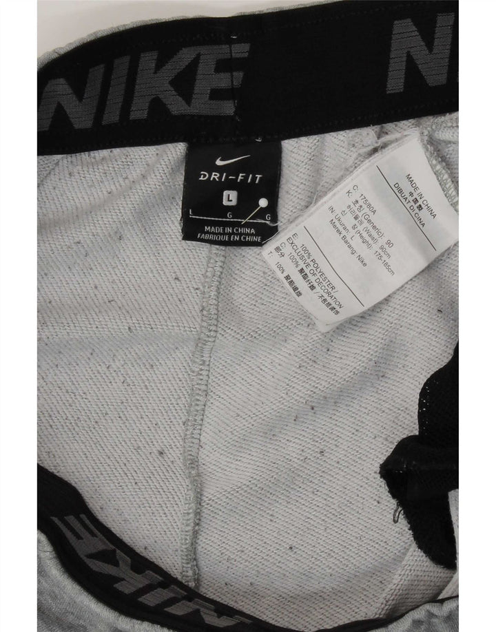 Nike Herre Dri Fit Grafisk træningsdragt Bukser Joggers Large Grå Polyester