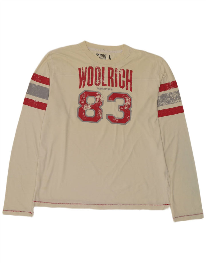 Woolrich Herre Grafisk Top Langærmet Stor Beige Bomuld