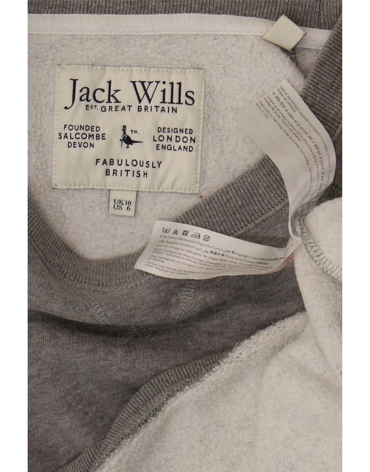 Jack Wills Dame Oversized Sweatshirt Jumper UK 10 Lille Grå Bomuld