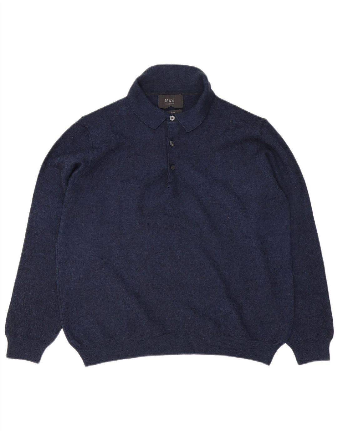 MARKS & SPENCER Herre Polo Neck sweater Medium Navy Blue Flecked