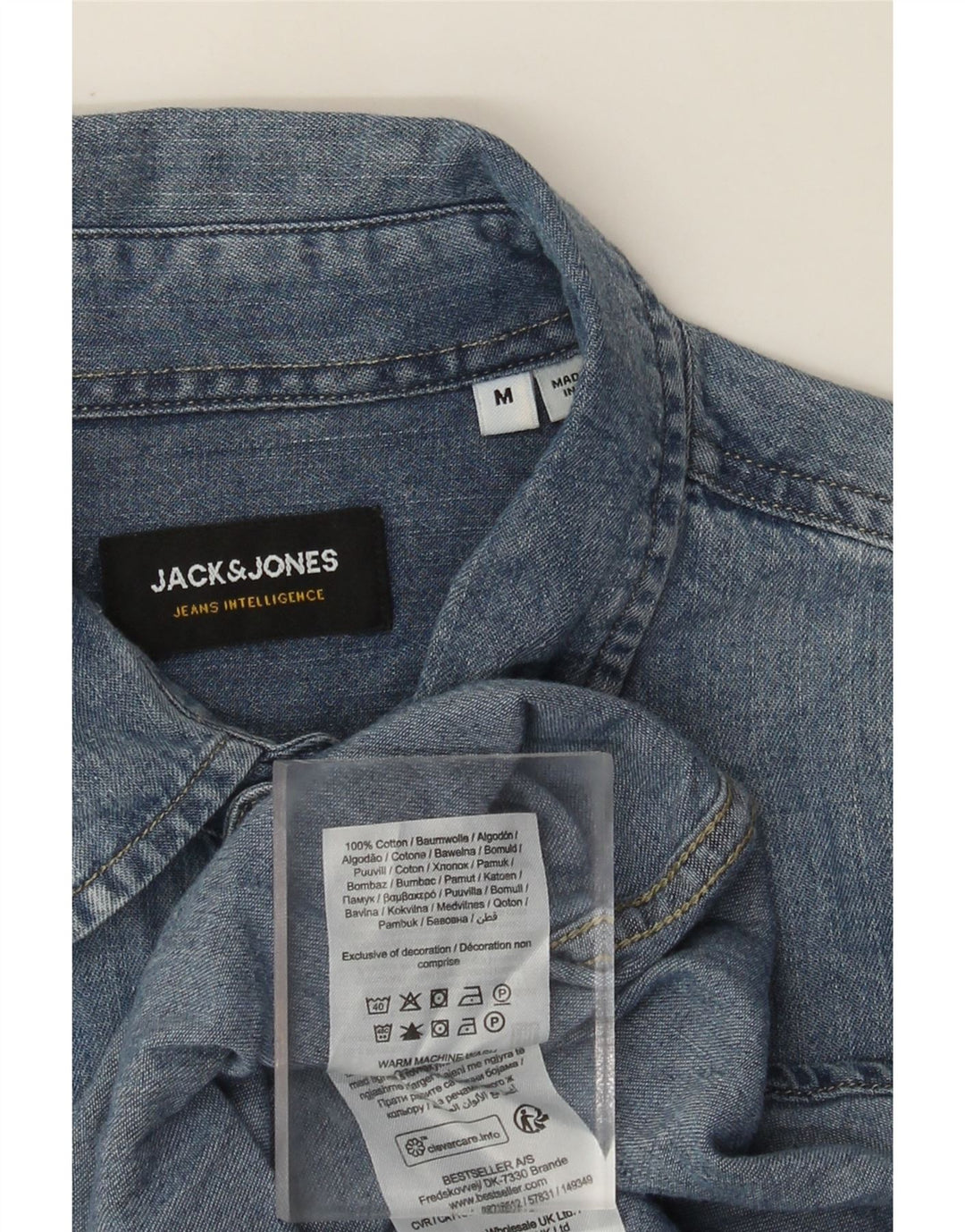 Jack & Jones Denimskjorte til mænd mellemblå bomuld
