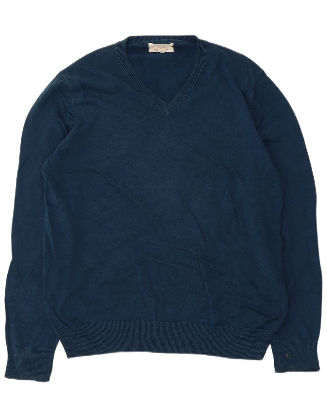 Marks & Spencer Herre V-hals sweater Stor blå bomuld
