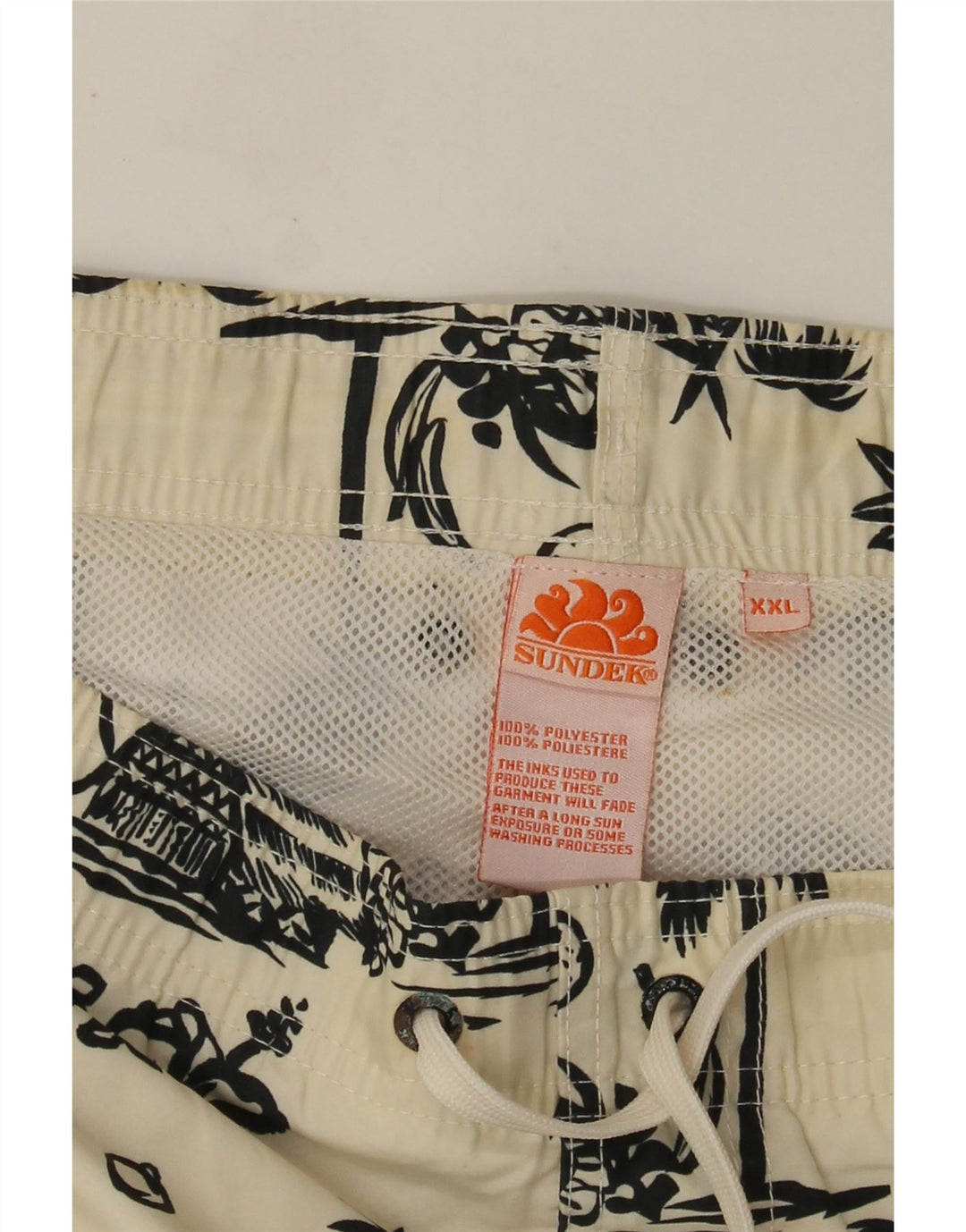 Sundek Herre grafiske svømmeshorts 2XL Off White Polyester