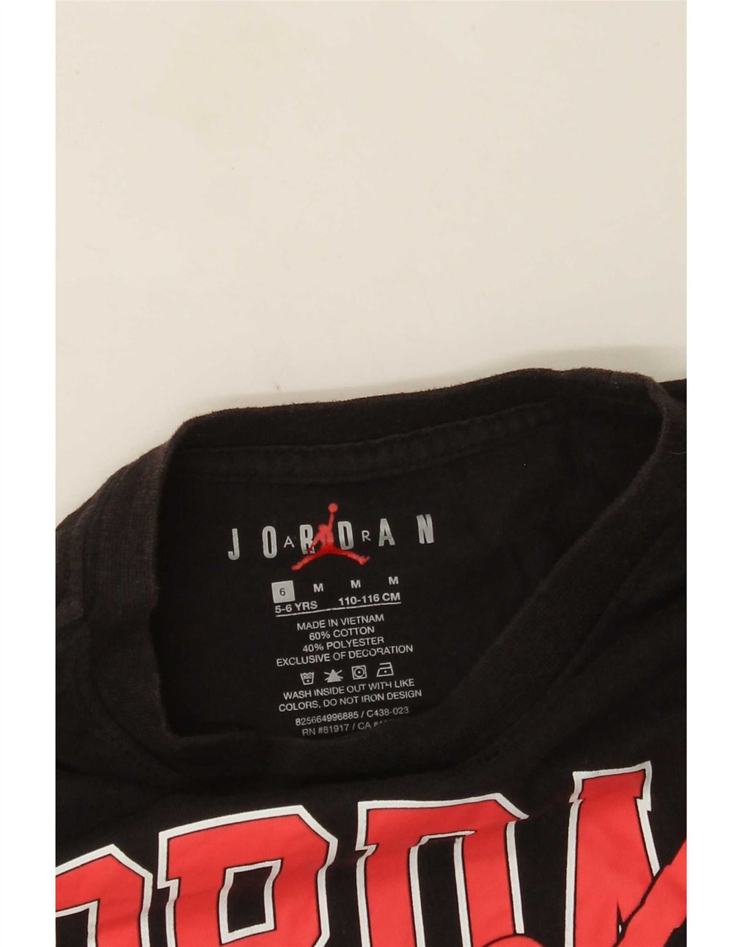 Jordan Boys Grafisk T-Shirt Top 5-6 år Medium Sort Bomuld